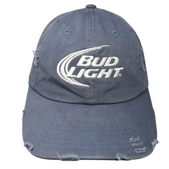 Bud Light Slideback Hat Blue One Size Embroidered Distressed District - Picture 1 of 10